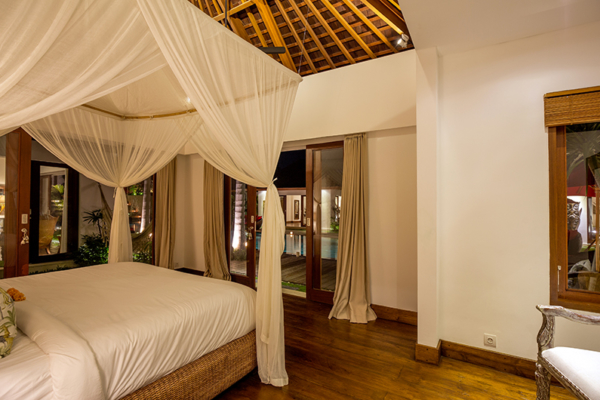 Villa Naty Bedroom with Pool View at Night | Umalas, Bali