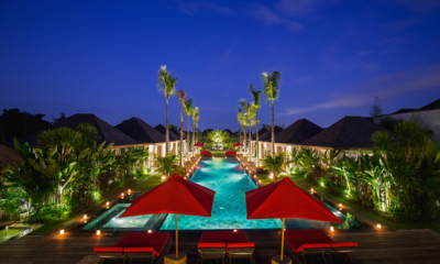 Villa Naty Gardens and Pool at Night | Umalas, Bali