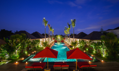 Villa Naty Gardens and Pool at Night | Umalas, Bali