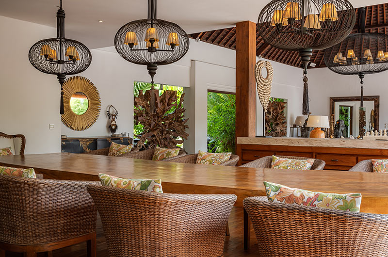 Villa Naty Dining Area with Hanging Lights | Umalas, Bali