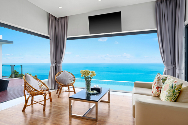 Karpe Diem Bedroom One with Sofa and Ocean View | Chaweng, Koh Samui
