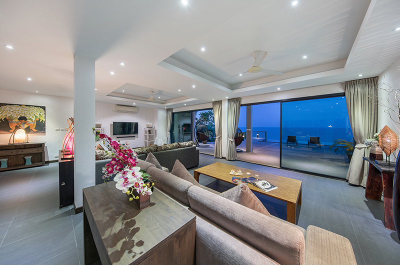 Ban Nai Fan Living Area with View at Night | Choeng Mon, Koh Samui