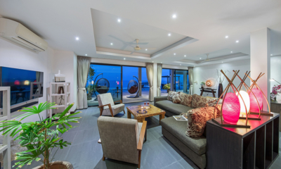 Ban Nai Fan Living Area with TV at Night | Choeng Mon, Koh Samui