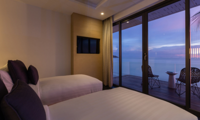 Villa U Bedroom Three with Twin Beds and Sunset View | Lipa Noi, Koh Samui