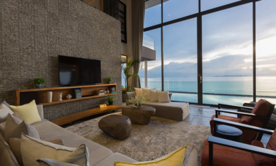 Villa U Indoor Living Area with TV and Sea View | Lipa Noi, Koh Samui