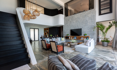 Villa U Living Area with Up Stairs and Hanging Lamps | Lipa Noi, Koh Samui