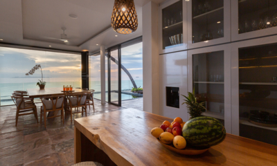 Villa U Indoor Kitchen and Dining Area with Sea View | Lipa Noi, Koh Samui