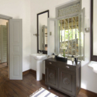 Ivory House His and Hers Bathroom with Wooden Floor | Galle, Sri Lanka