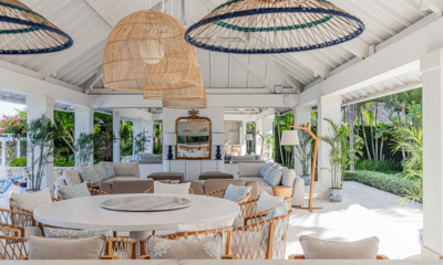 Villa Santai Sorga Living and Dining Area with Garden View | Ungasan, Bali