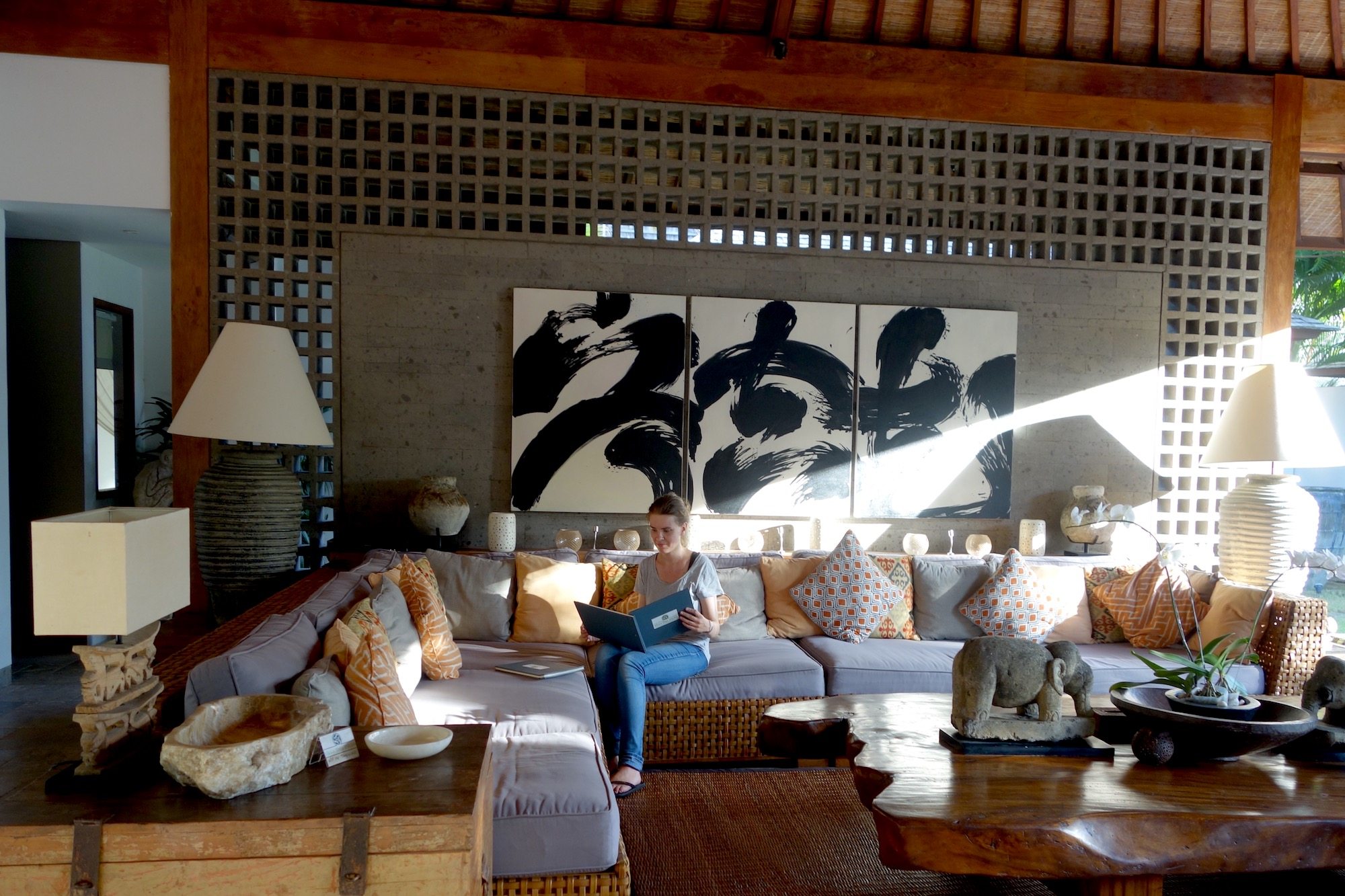 Living room of Villa Tiga Puluh in Seminyak, Bali, Indonesia