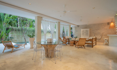 Villa Savasana Indoor Living and Dining Area with Pool View | Canggu, Bali