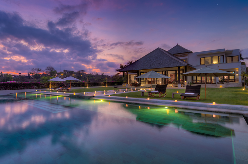 Surga Villa Estate Villa Surga One Reclining Sun Loungers at Night | Ungasan, Bali