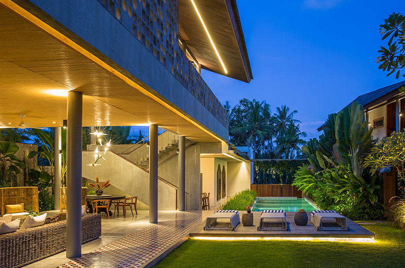 Villa Casabama Villa Casabama Panjang Gardens and Pool at Night | Gianyar, Bali