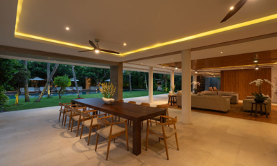 Villa Zambala Living and Dining Area at Night | Canggu, Bali