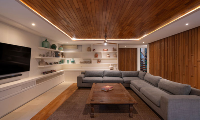 Villa Zambala Lounge Area with TV at Night | Canggu, Bali