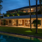 Villa Zambala Gardens and Pool with Trees at Night | Canggu, Bali