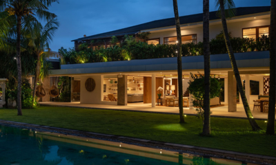Villa Zambala Gardens and Pool with Trees at Night | Canggu, Bali