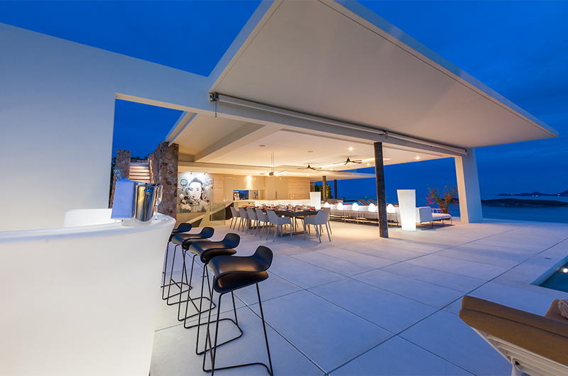 Villa Anavaya Open Plan Dining Area at Night | Choeng Mon, Koh Samui