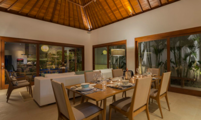 Villa Sol Y Mar Living and Dining Area at Night | Uluwatu, Bali