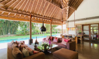 Villa Bamboo Living Area with Pool View | Ubud, Bali