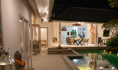 Sungai Jungle Villas Sun Beds at Night | Tabanan, Bali