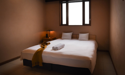 Powderhouse Bedroom with Side Lamp | Hakuba, Nagano