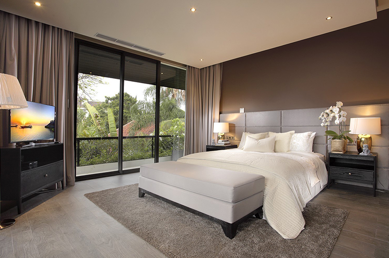 Villa Balimu Bedroom with TV and Lamps | Seminyak, Bali