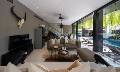 Villa Balimu Living Room with TV and Pool View | Seminyak, Bali