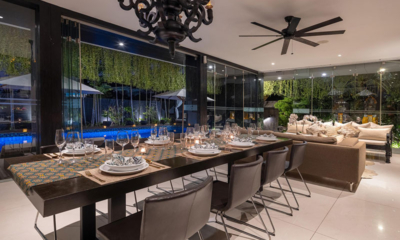 Villa Balimu Dining Area with Pool View at Night | Seminyak, Bali