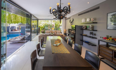 Villa Balimu Living and Dining Area with Pool View | Seminyak, Bali