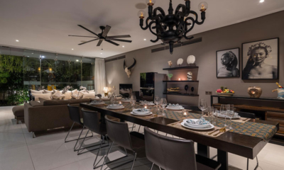 Villa Balimu Living and Dining Area at Night | Seminyak, Bali