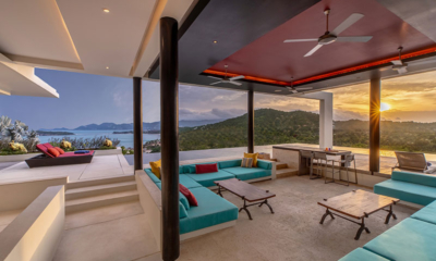 Villa Sangkachai Open Plan Living Area with Sunset View | Choeng Mon, Koh Samui