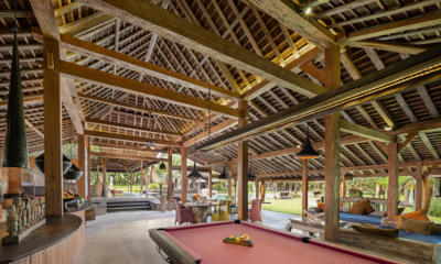 Blue Karma Villas Umalas Villa Kayu Living Area with Billiard Table | Umalas, Bali