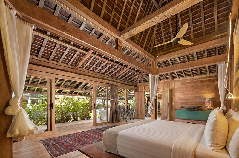 Blue Karma Villas Umalas Villa Kayu Master Bedroom with Wooden Floor and View | Umalas, Bali