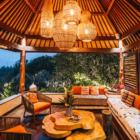 Villa Palem Open Plan Lounge Area at Night | Tabanan, Bali