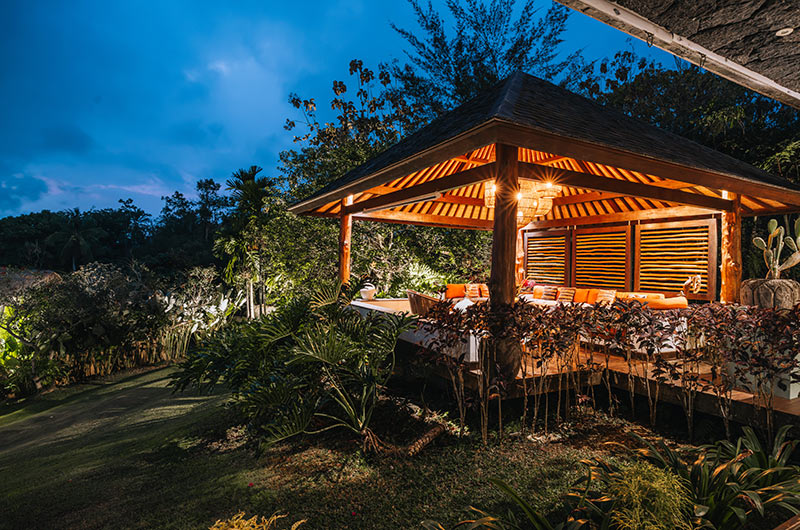 Villa Palem Open Plan Lounge Area View at Night | Tabanan, Bali