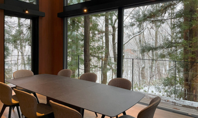 Villa El Cielo Dining Area with View | Hakuba, Nagano