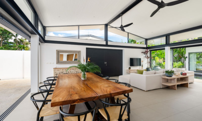 Twin Villas Natai Villa South Living and Dining Area with TV | Natai, Phang Nga