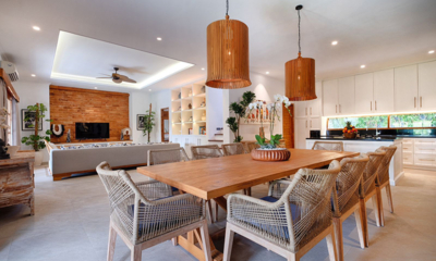 Villa Maya Canggu Indoor Living and Dining Area with Hanging Lamps | Canggu, Bali