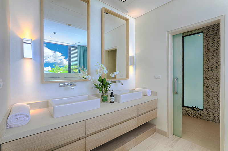 Villa Vikasa His and Hers Bathroom with Mirrors | Cape Yamu, Phuket