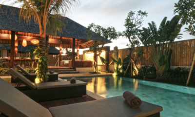 Villa Elite Cassia Pool Side Loungers at Night | Canggu, Bali