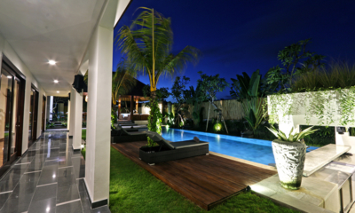 Villa Elite Cassia Pool Side Area at Night | Canggu, Bali
