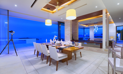Villa Natha Dining Area with Sea View at Night | Choeng Mon, Koh Samui