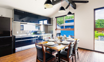 Mizuho Chalet Three Bedroom Kitchen and Dining Area with View | Happo, Hakuba
