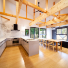 Mizuho Chalet Four Bedroom Living, Kitchen and Dining Area with View | Happo, Hakuba