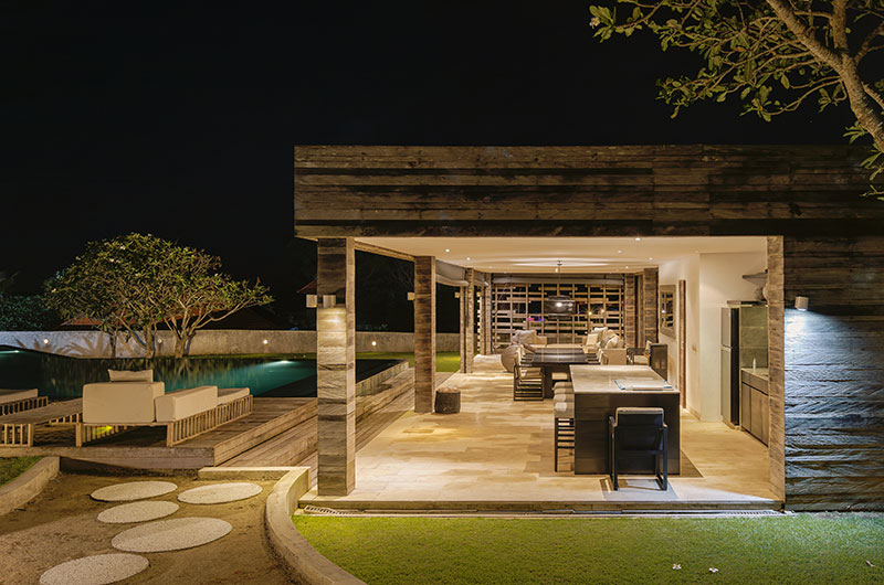 The Beach Villa Cemagi Pool Side Area at Night | Seseh, Bali