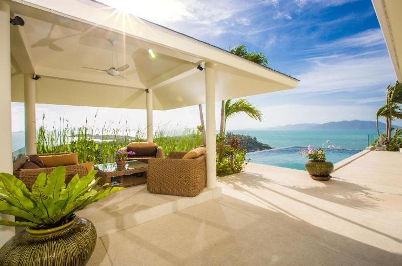 Villa Loramatari Outdoor Seating Area with Infinity Pool | Choeng Mon, Koh Samui