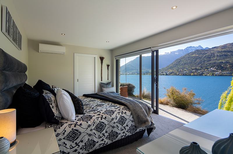 Kohanga Luxury Lakeside Villa Master Bedroom with Lake View | Queenstown, Otago