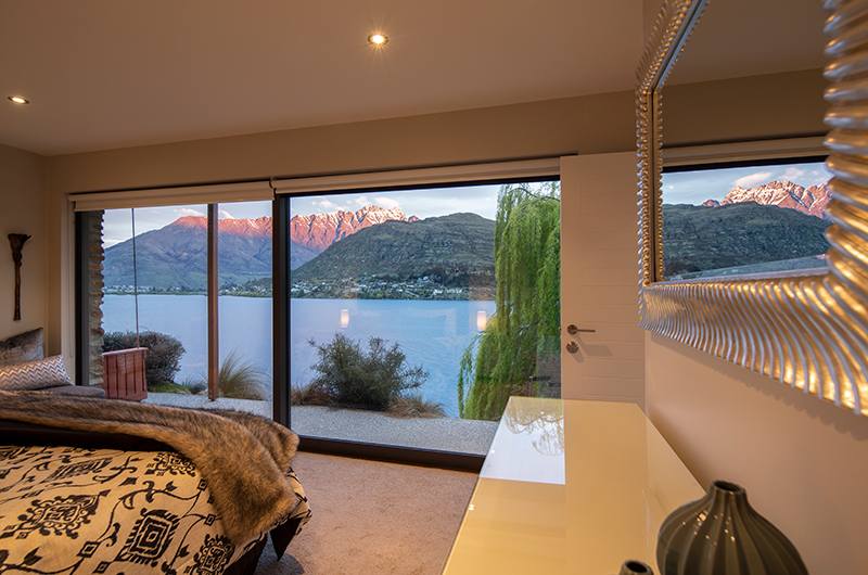 Kohanga Luxury Lakeside Villa Bedroom with Terrace | Queenstown, Otago