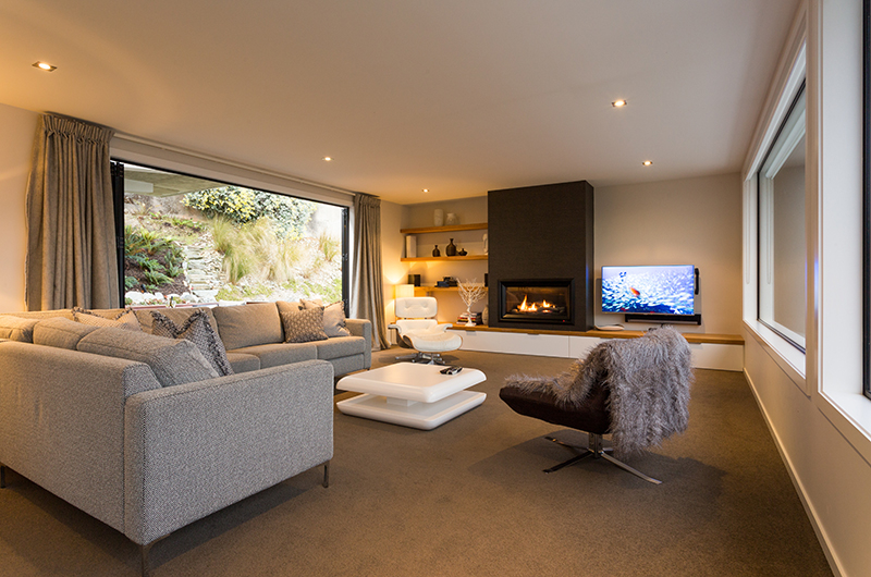 Villa Fifteen Indoor Seating Fire Place | Queenstown, Otago